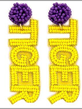 LSU Tiger's Game Day Earrings Purple Yellow